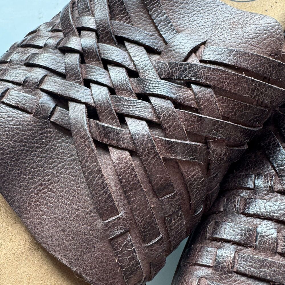 Taos Guru Woven Chocolate Brown Leather Slide Sandals Comfort Shoes Womens US 9 - Picture 3 of 7